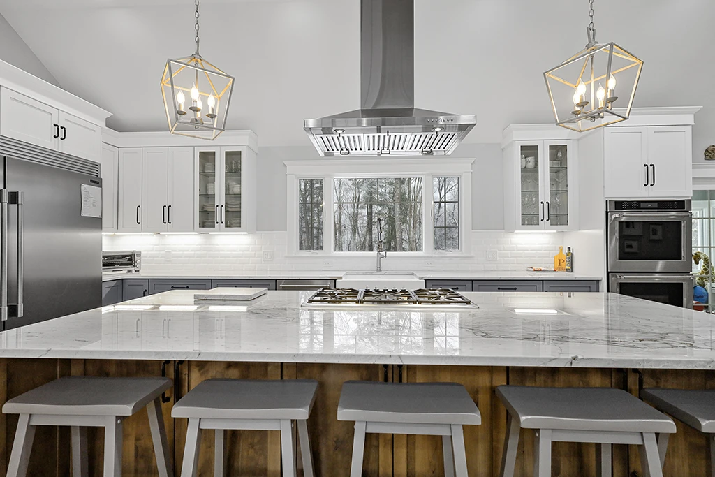 Finished kitchen cabinetry and island details at 18 Potash Road